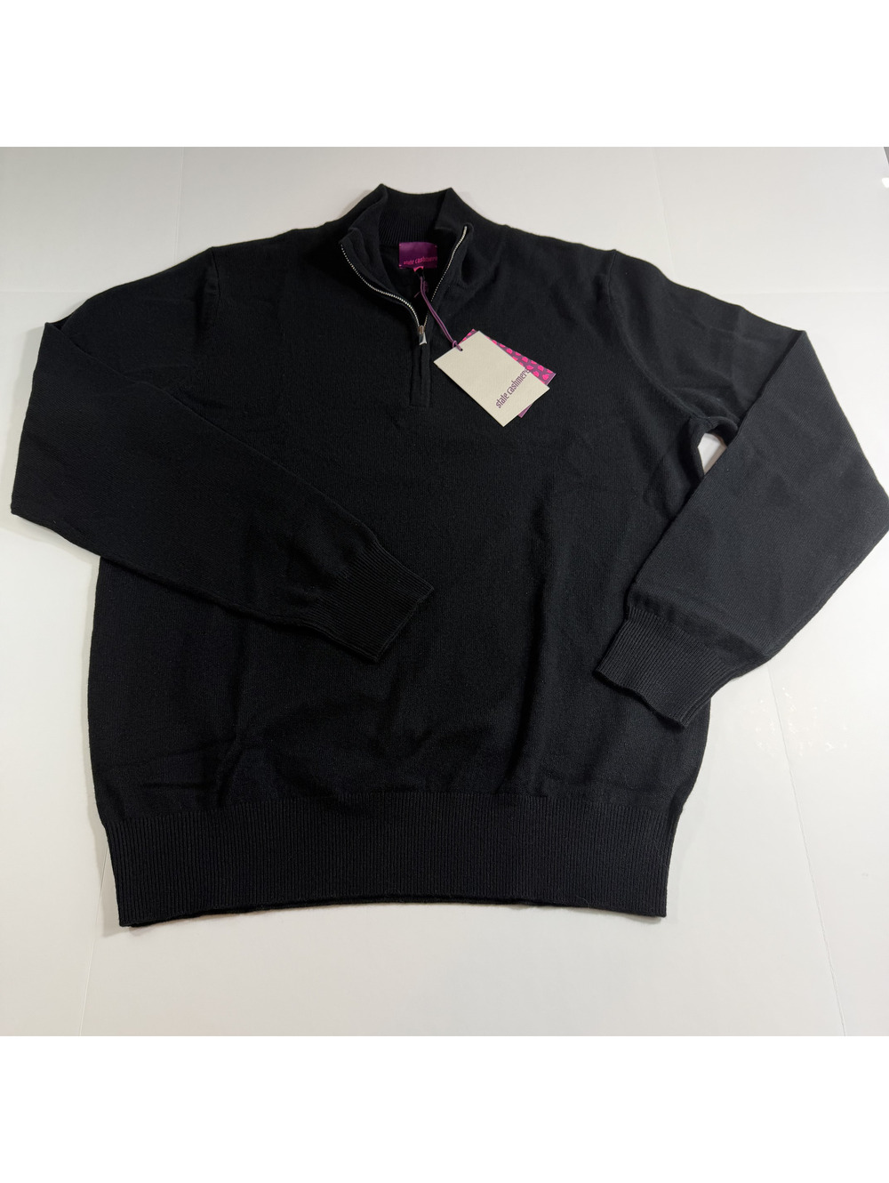 NWT Black Mens State CashmereQuarter Zip Sweater